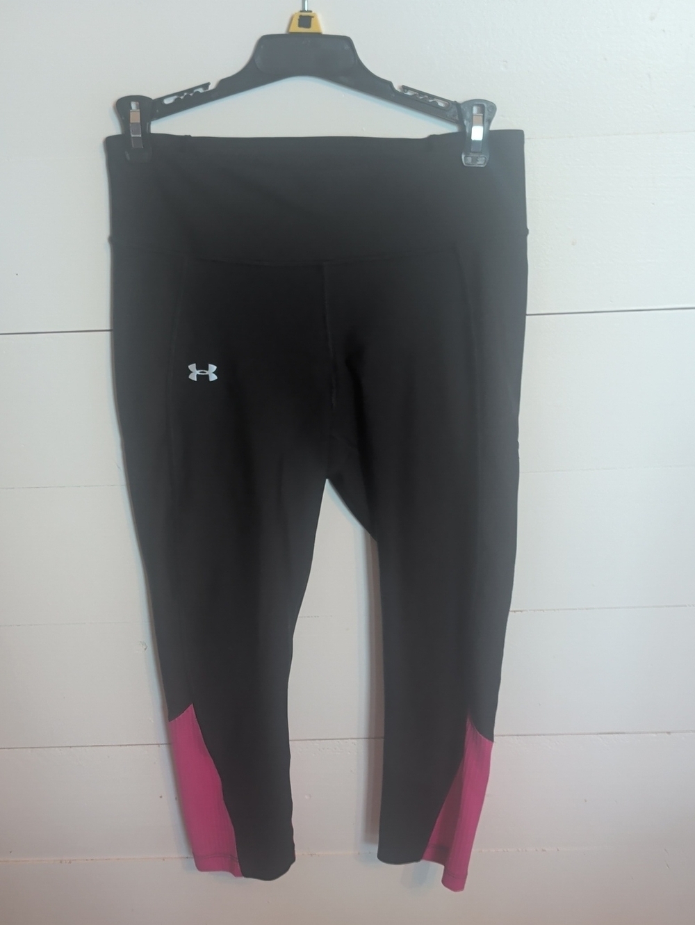Under Armour Black Capri Leggings with Pink Ankle Panels